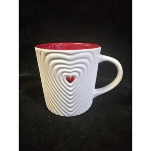 Starbucks 2008 Valentine's Day Red White Hearts Coffee Tea Mug Cup 16 oz